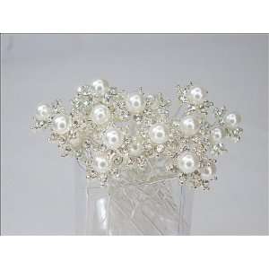   White Faux Pearl with Crystal Bridal Wedding Hair Pins Toys & Games
