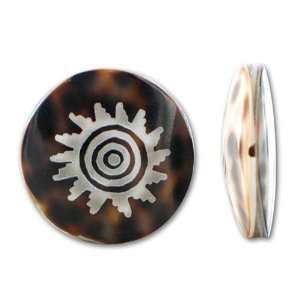    Tribal Sun Design 20mm Tiger Cowrie Shell Bead