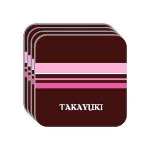 Personal Name Gift   TAKAYUKI Set of 4 Mini Mousepad Coasters (pink 