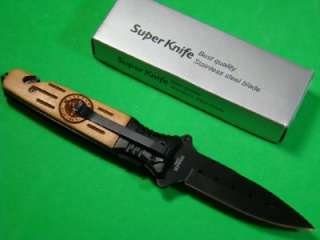   Open Carved Wood Rangers Super Knife Pocket Knife YC 608RG MJB  