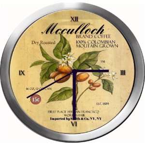  MCCULLOCH 14 Inch Coffee Metal Clock Quartz Movement 