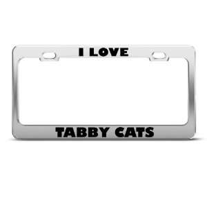 Love Tabby Cats Cat Animal license plate frame Stainless Metal Tag 