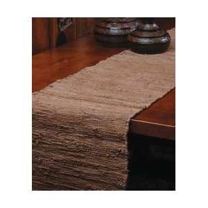  WOVEN LEATHER TABLE RUNNER BROWN
