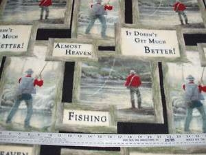 Thomas Kinkade Fleece Almost Heaven Fisherman Fishing BTY $7.50  
