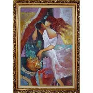   Oil Painting 36 x 24 inches, with Ornate Antique Dark Gold Wood Frame