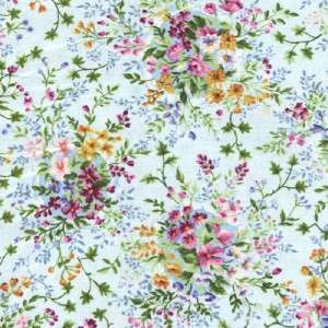SWEET VICTORIA SMALL FLORAL LT BLUE   Cotton Fabric BTY for Quilting 