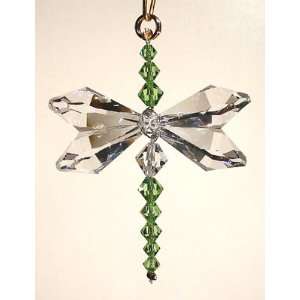  Swarovski Crystal Dragonfly Ornament   Clear and Peridot 
