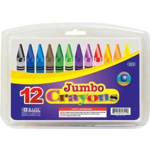  Wholesale 72 Packs of Bazic Jumbo Crayons, 12ct Office 