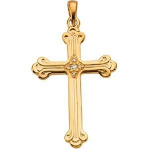  Clevereves 14K Yellow Gold 32.00X22.00 mm Cross Pendant W 