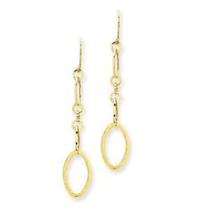  Oval Link Dangle Wire Earrings in 14k Yellow Gold Jewelry