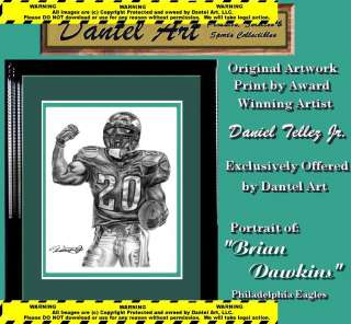 BRIAN DAWKINS LITHOGRAPH POSTER PRINT IN EAGLES JERSEY  