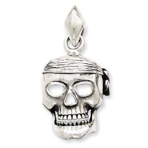  Sterling Silver Skull with Bandana Pendant West Coast 