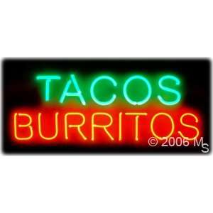 Neon Sign   Tacos Burritos   Large 13 x Grocery & Gourmet Food