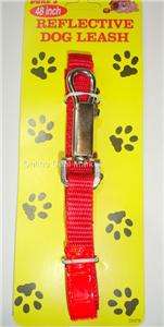RED REFLECTIVE Dog Lead Leash Safety 1/2 x 48 HOOK  
