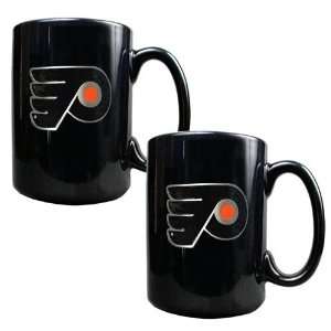  Philadelphia Flyers NHL 2pc Black Ceramic Mug Set 