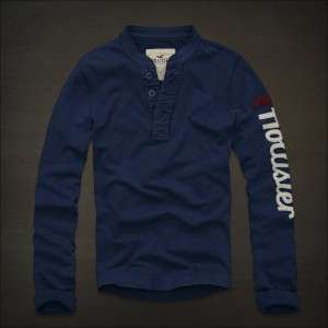 NEW HOLLISTER BY ABERCROMBIE MENS BROAD BEACH LOGO LONG SLEEVE HENLEY 