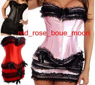 colors,New Lace up Corset Bustier Matching Mini Skirt S 6XL  