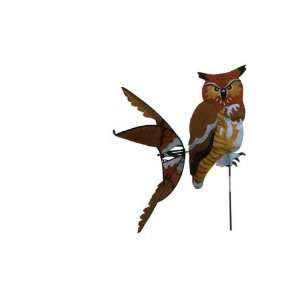 Great Horned Owl Spinner   Great Garden Display, with Fiberglass Poles 