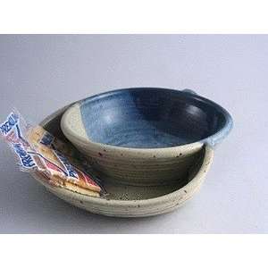  Handmade ceramic stoneware soup and cracker bowl   neutral 
