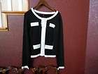 NWT BCBG MAX AZRIA Black Knit Sweater Blazer Sz L $298  