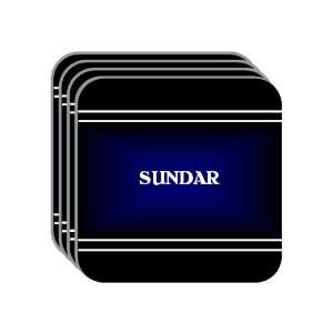 Personal Name Gift   SUNDAR Set of 4 Mini Mousepad Coasters (black 