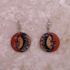   Eclipse Pattern Earrings Sun and Moon Peru One Pair 