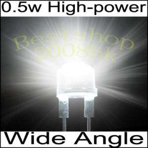 20 pcs 0.5W 8mm StrawHat white LED light lamp 110KMCD  