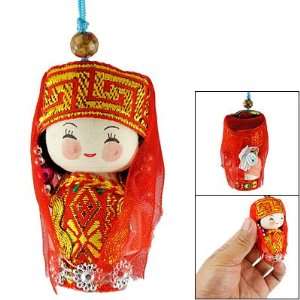  Amico Flower Decor China Red Ethnic Minority Costume Wood Doll 