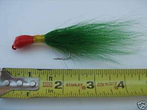 Bucktail jig 1 oz hand tied Sparkie head Green  