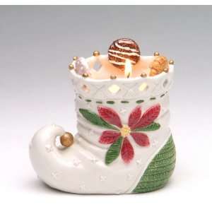 Holiday   Sugar Plum Elves   Poinsettia Boot Votive Candle Holder 