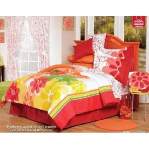  Calia Red Flowers Comforter Sheets Bedding Set Full 11 Pcs 