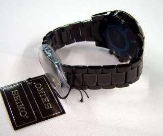 Seiko Watch Sportura Alarm Chronograph Date Black Ion Plated SNAE77 $ 