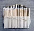18 pc BRISTLE BRUSH SET Flats & Rounds in Canvas Case & Holder