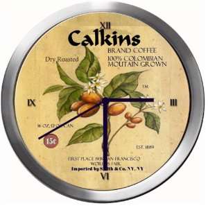  CALKINS 14 Inch Coffee Metal Clock Quartz Movement 