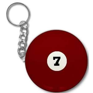   Seven Ball Pool Billiards 2.25 Button Style Key Chain 