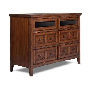   Harrison Cherry Finish with Antique Brass Hardware Wood Media Chest