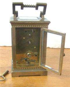Antique French quality brass time only carriage clock Working .Made 