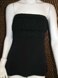 NWT RAMPAGE Black Strapless Beaded Top Large L  