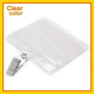 10 pcs Business ID Card ClipBadge Holder Horizontal Clear CH058