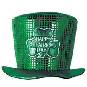 Adult St Patricks Day Sequin Top Hat Costume Leprechaun  