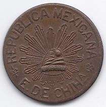 Mexico 5 Centavos, 1915. 28 mm, Bronze. Very nice coin, Low starting 
