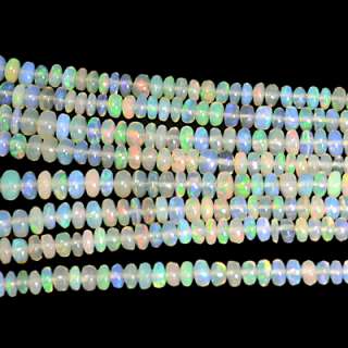 133.23cts NATURAL TOP ETHIOPIAN OPAL RONDELLE BEADS 4 STRAND GEMSTONe 