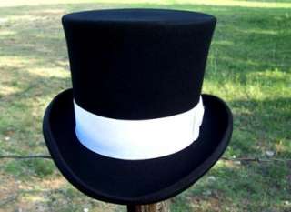 MAD HATTER Victorian Dickens Caroler Black Wht TOP HAT  