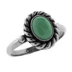  Sterling Silver Genuine Variscite Stone Twisted Border Ring Jewelry