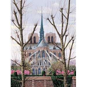   Cathedral Notre Dame Serigraph on Gesso Board Arts, Crafts & Sewing