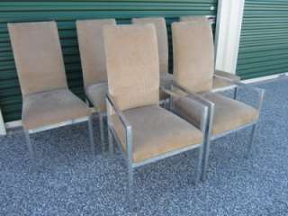 SET OF 6 MILO BAUGHMAN PACE COLLECTION ALUMINUM DINING CHAIRS MID 