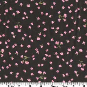  44 Wide Savannah Flannel Pansies Pink/Black Fabric By 