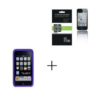 Purple Clear Gel Soft Skin Case + PREMIUM LCD Screen Protector w/small 