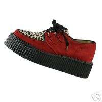 Creepers. Red Suede Black & White Leopard. Rockabilly  
