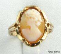 CAMEO RING   Genuine Shell Solid 10k Yellow Gold Estate Vintage  